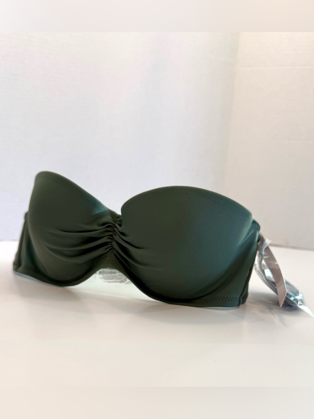 Victoria’s Secret swim Strapless Malta bandeau Molded Bikini Top Olive Green 34B